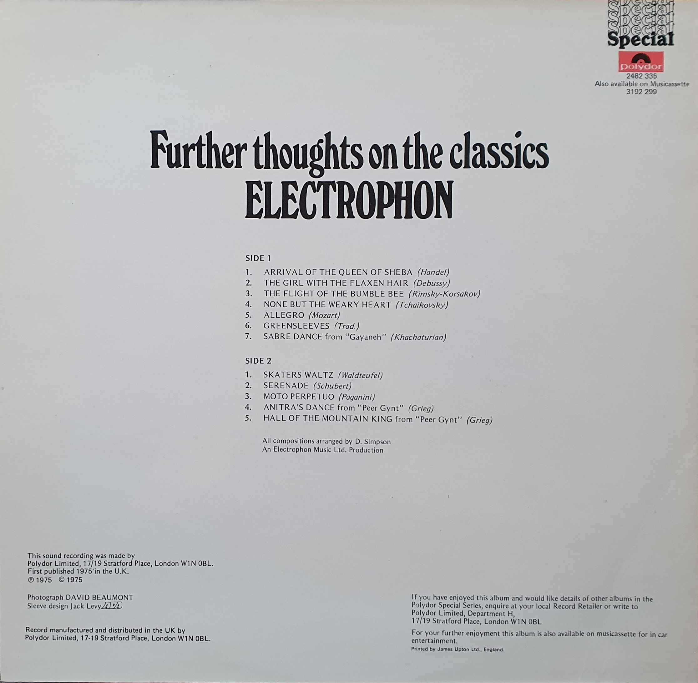 Picture of 2482 - 335 Further thoughts on the classics by artist Arr. Dudley Simpson from the BBC records and Tapes library